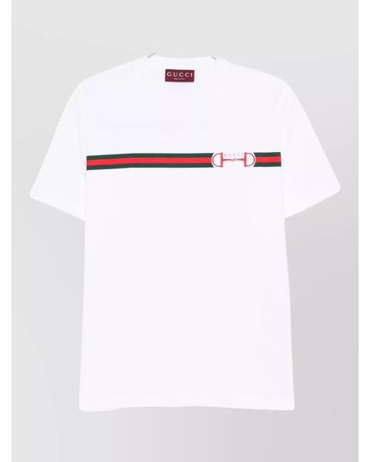 Gucci White Logo-Print Cotton T-Shirt