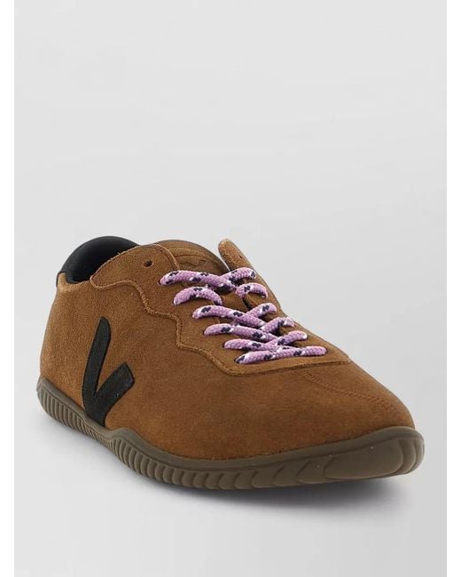Veja Brown Jitsu Lace Up Sneakers Round Toe Suede for men