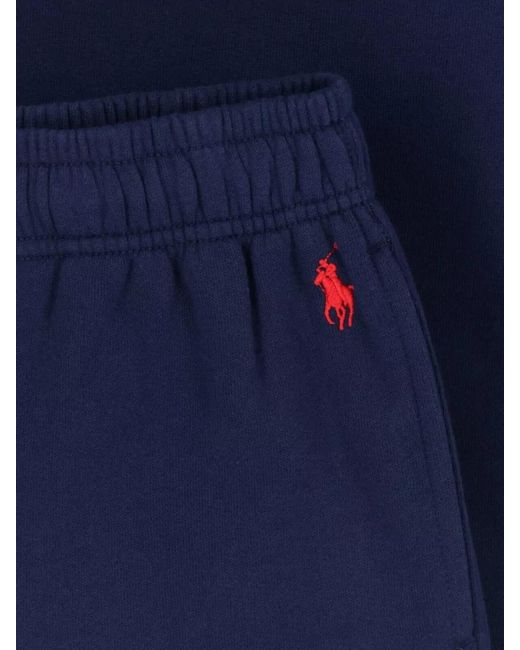 Polo Ralph Lauren Blue Straight Leg Trousers Elastic Waist Ribbed Cuffs