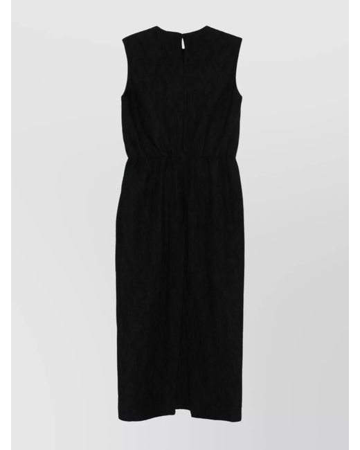 Harris Wharf London Black Cotton Gathered Midi Dress
