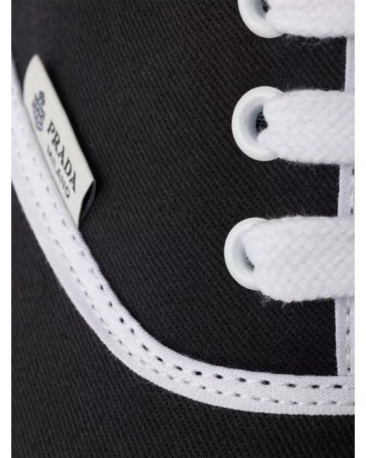 Prada White Lace Up Sneakers Contrast Trim Rubber Sole for men