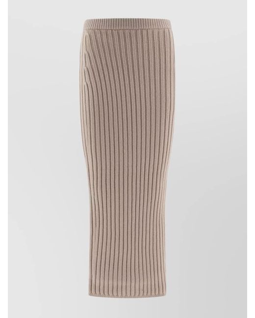 Max Mara Brown Cashmere Wool Knit Fitted Skirt