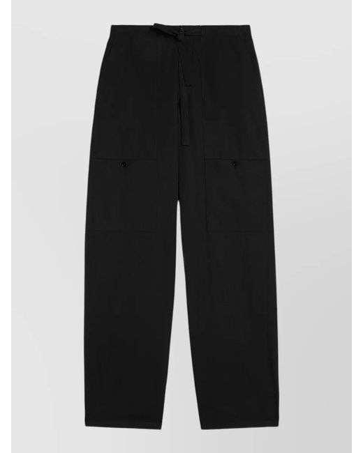 Jil Sander Black Cotton Cargo Wide-Leg Trousers for men