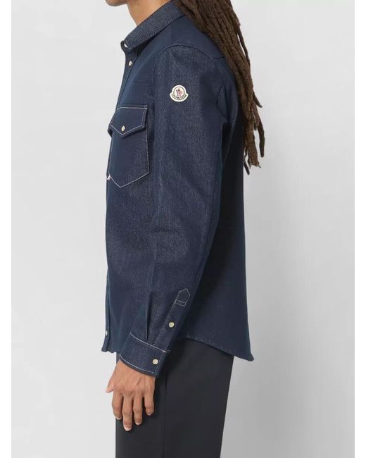 Moncler Blue Regular Solid Shirt for men