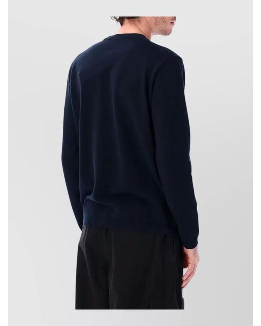 Stone Island Blue Ribbed Loose-Fit Crewneck Sweater for men
