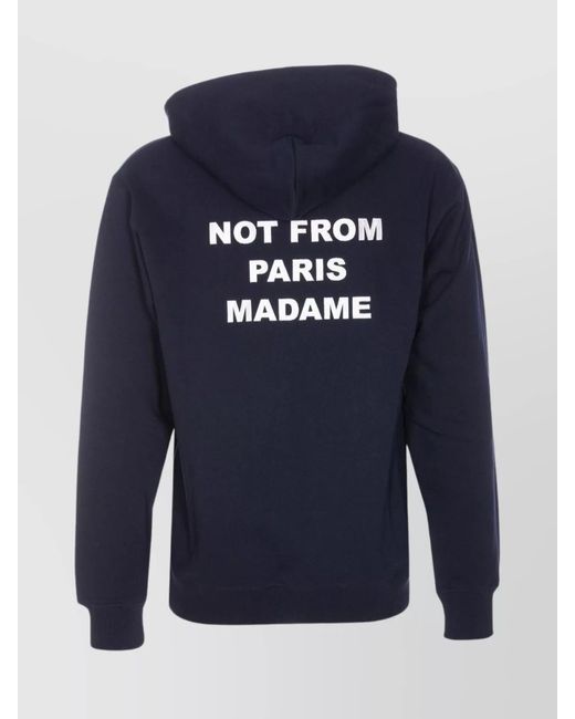 Drole de Monsieur Blue Cotton Slogan Print Hoodie for men