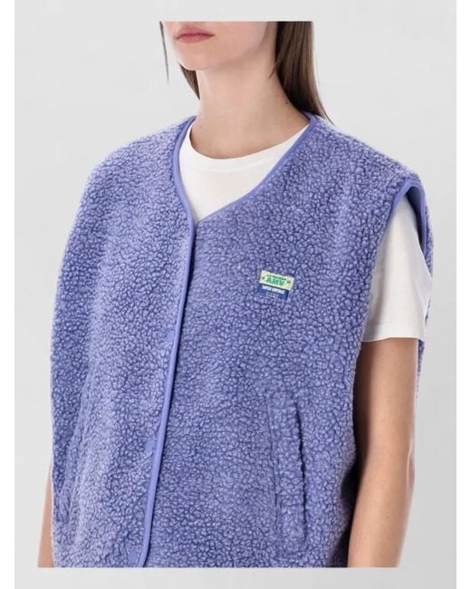American Vintage Blue Shearling-Effect Cropped Sleeveless Gilet