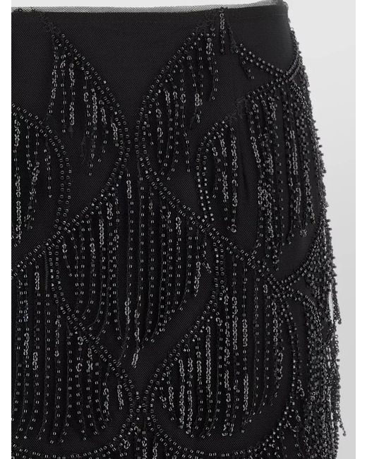 ROTATE BIRGER CHRISTENSEN Black Beaded Fringe Mini Skirt