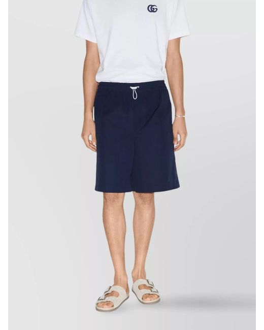 Gucci Blue Cotton Poplin Deck Shorts for men