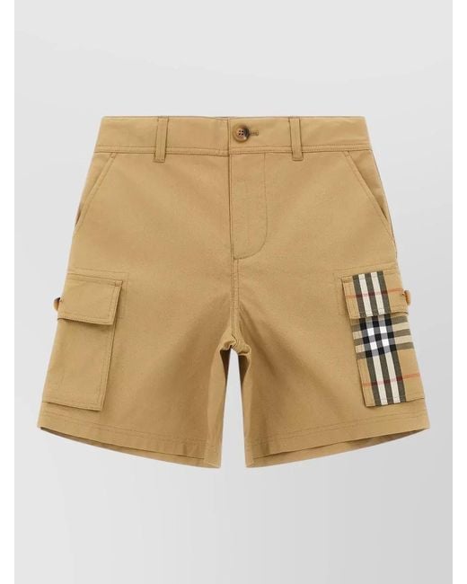 Burberry Natural Oscar Cargo Bermuda Shorts Cotton Twill