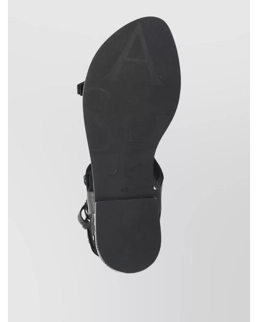 Ash Black Flat Sandals Ankle Strap Rubber Sole