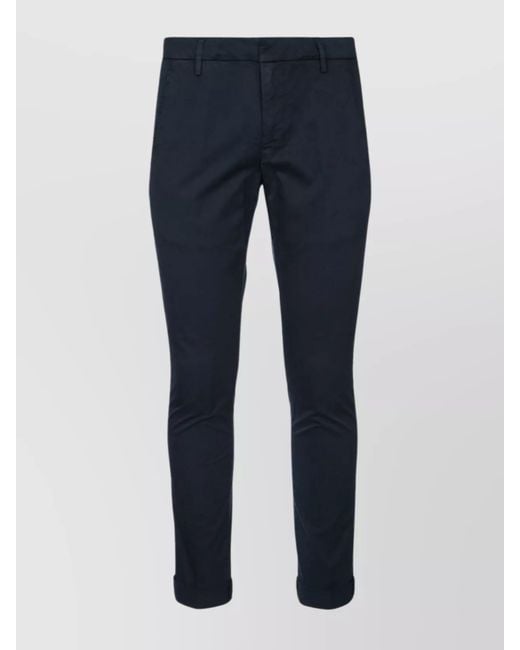 Dondup Blue Gaubert Trousers Cuffed Hem for men