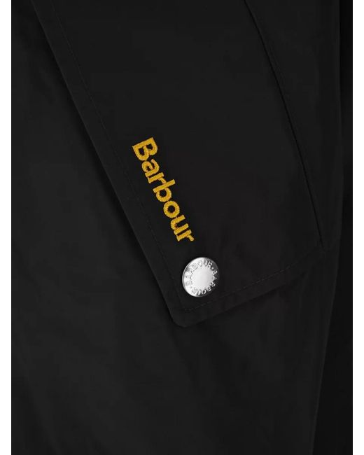 Barbour Black Hooded Polyester Jacket Contrast Collar Pockets
