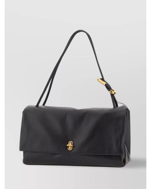 Marc Jacobs Black The Double Top Handle Leather Bag