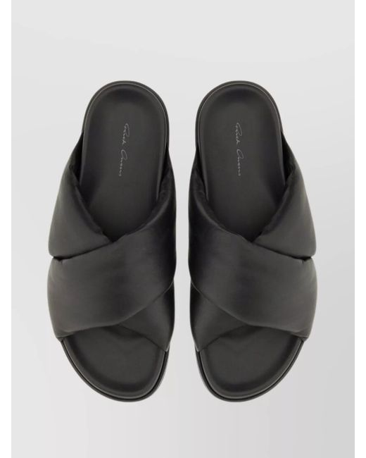 Rick Owens Black Leather Slide Sandals for men