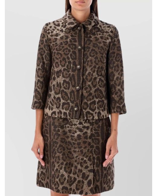 Dolce & Gabbana Brown Patterned Jacquard Jacket