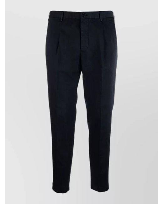 Incotex Blue Pleated Trousers Button Detail Belt Loops Pockets for men