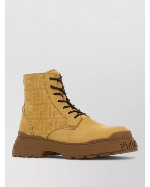 Fendi Natural Suede Ankle Boots for men