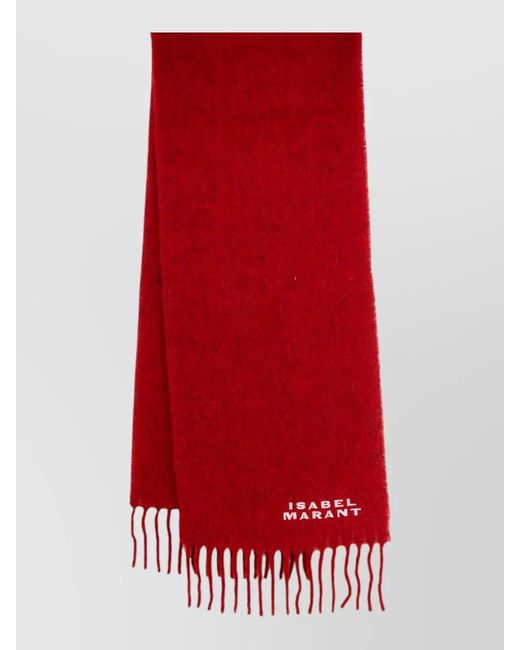 Isabel Marant Red Alpaca Blend Scarf Firmy Signature