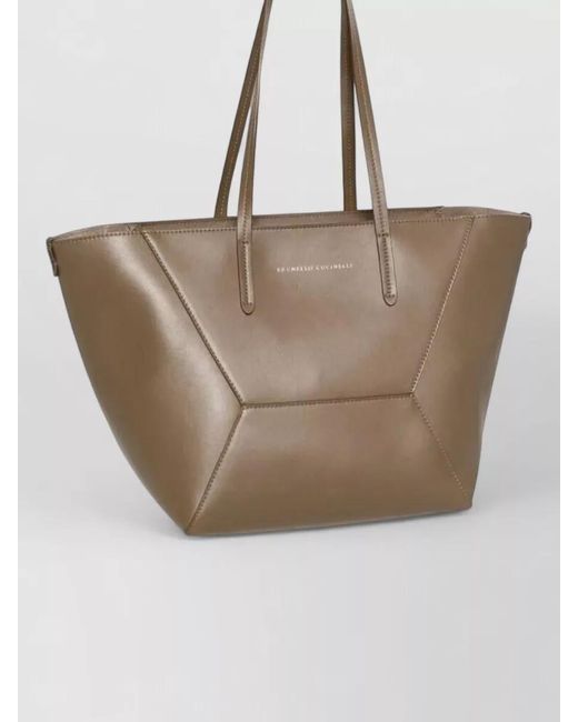 Brunello Cucinelli Natural Leather Tote Bag And Removable Pouch