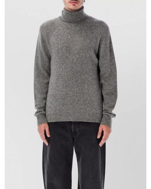 Roberto Collina Gray Turtleneck Sweater Long Sleeves Ribbed Trims for men