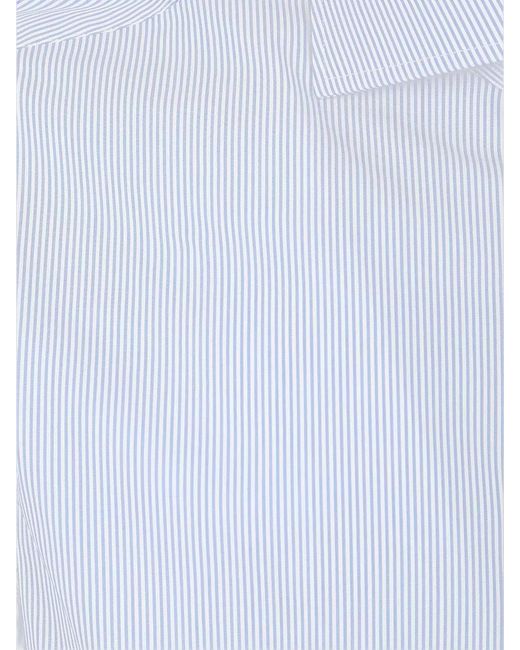 Barba Napoli Blue Shirt Button Down Collar Striped Long Sleeves for men