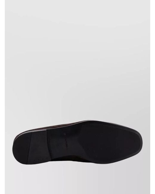 Tom Ford Brown Suede Loafers Embossed Stitching Rubber Sole for men