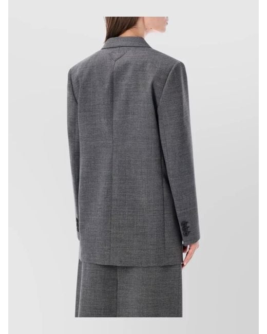 Prada Gray Tailored Virgin Wool Jacket Notch Lapels