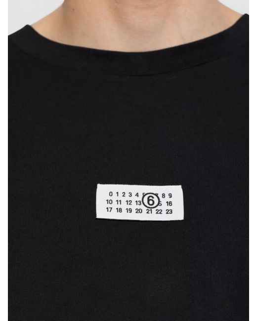 MM6 by Maison Margiela Blue Graphic Long Sleeve Crew Neck Shirt for men