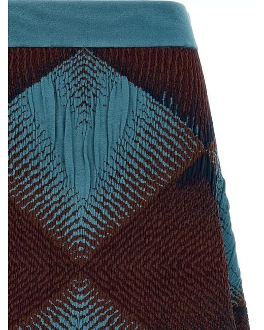 Kiko Kostadinov Blue Ikat Argyle Skirt Asymmetric Hem Mid Rise
