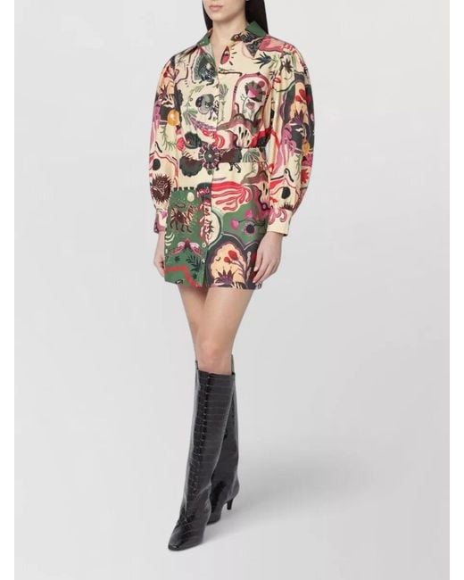 Farm Rio Multicolor Bold Print Long Sleeve Mini Dress