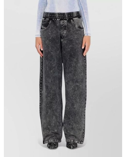 DIESEL Gray Wide Leg Denim Trousers Low Crotch