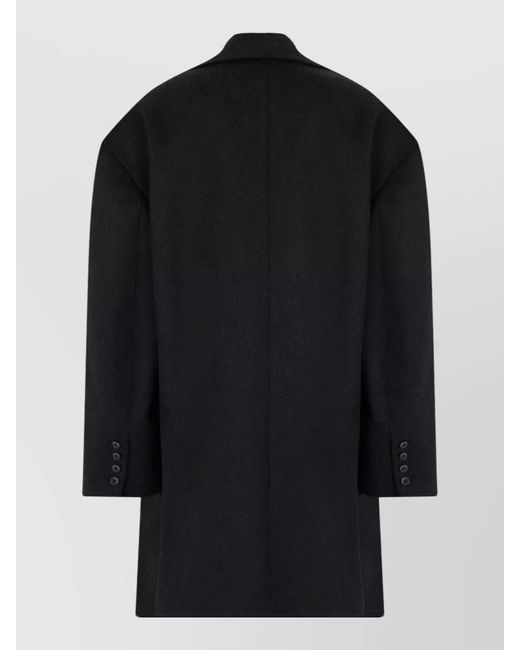 The Mannei Blue Wool Oversized Double-Breasted Knee-Length Coat