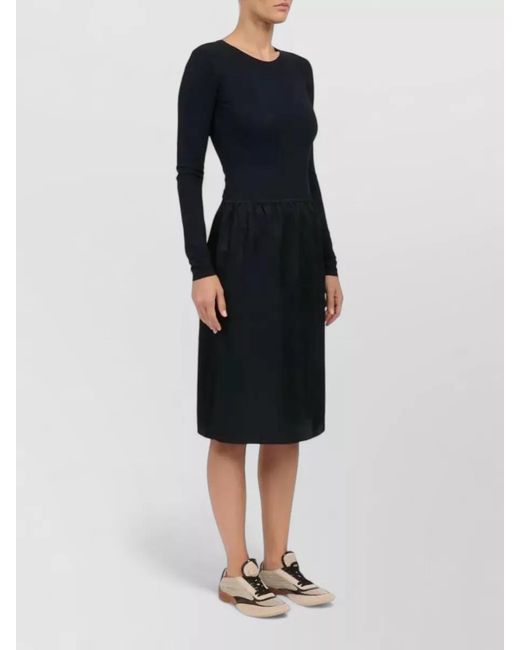 MM6 by Maison Margiela Black Midi Skirt Artwork Detail Straight Silhouette