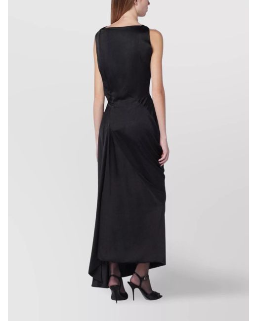 Vivienne Westwood Multicolor Satin Draped Sleeveless Asymmetric Maxi Dress