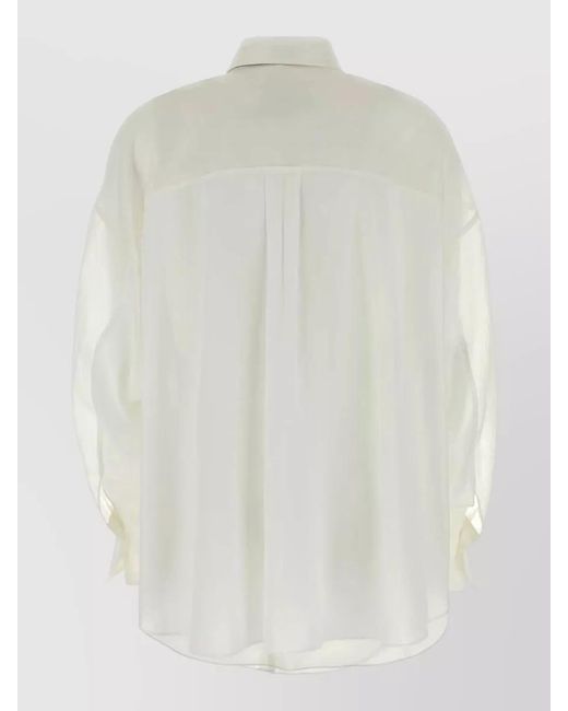 Brunello Cucinelli White Silk Shirt Long Sleeves Buttoned Cuffs Sheer for men