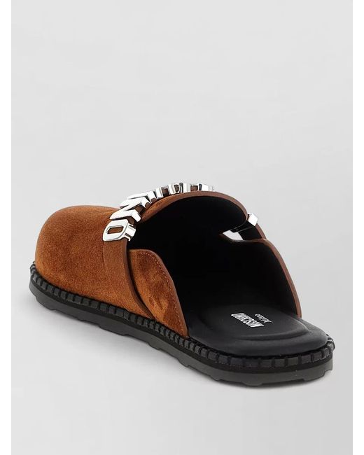 Moschino Brown Suede Open Toe Flat Sole Slides