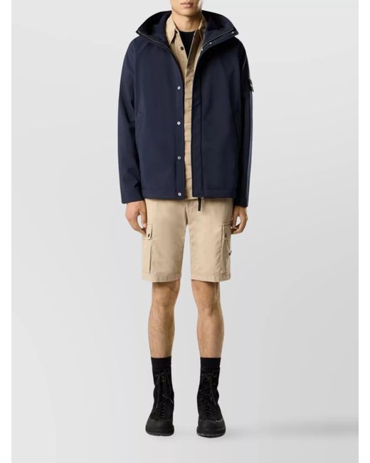 Stone Island Blue Soft-Shell Hooded Jacket for men