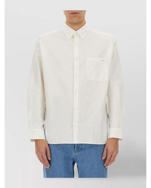 A.P.C. Blue "Mateo" Button-Down Collar Shirt With Cuffed Sleeves for men