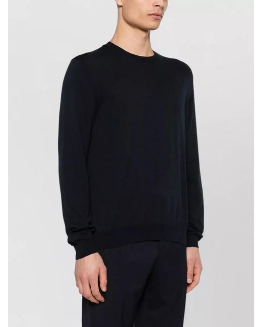 Zanone Black Crew Neck Knit Sweater Long Sleeves for men