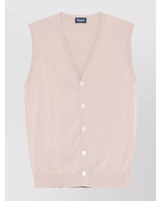 Drumohr Pink V-Neck Ribbed Hem Sweater for men