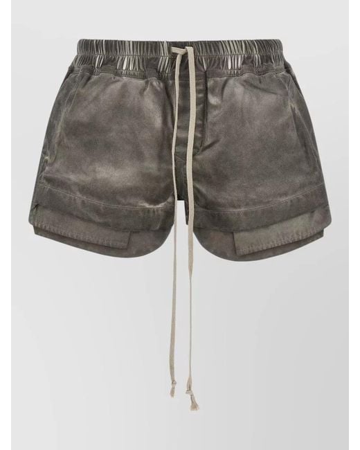Rick Owens Gray Cotton Relaxed-Fit Shorts