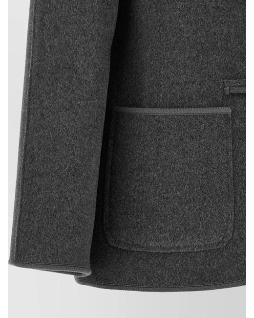 Rohe Black Pankou Coat Straight Cut Collared Design Pockets