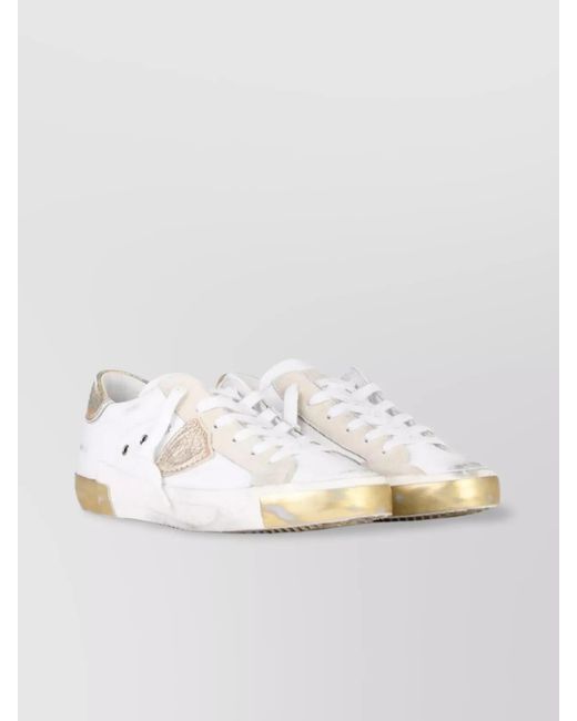 Philippe Model Metallic Leather Low-Top Sneakers