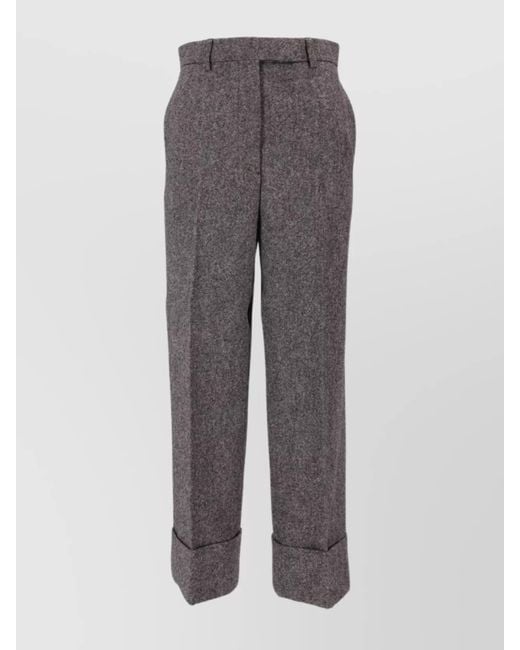 Thom Browne Gray Wool High-Rise Wide-Leg Cropped Trousers