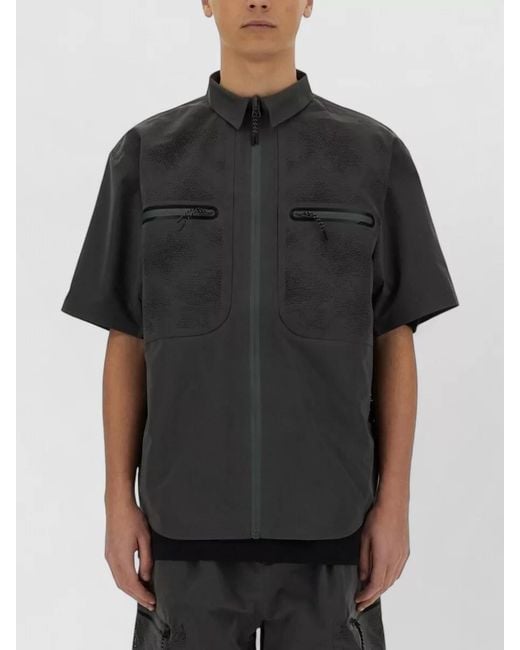 Alpha Industries Black Laser Cut Camouflage Short Sleeve Shirt for men