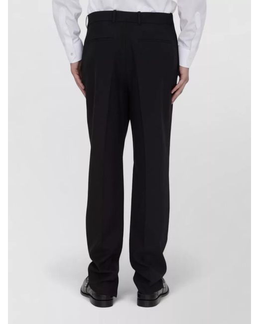 Saint Laurent Black Virgin Wool High-Rise Straight-Leg Trousers for men