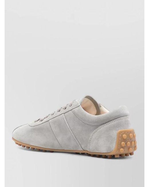 Tod's White Suede Leather Low-Top Sneakers