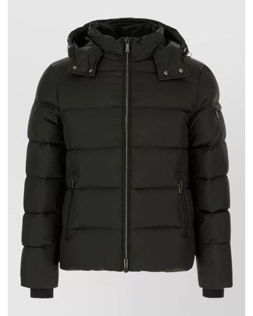 Moorer Black Nylon Brett Hood Down Jacket Quilted for men