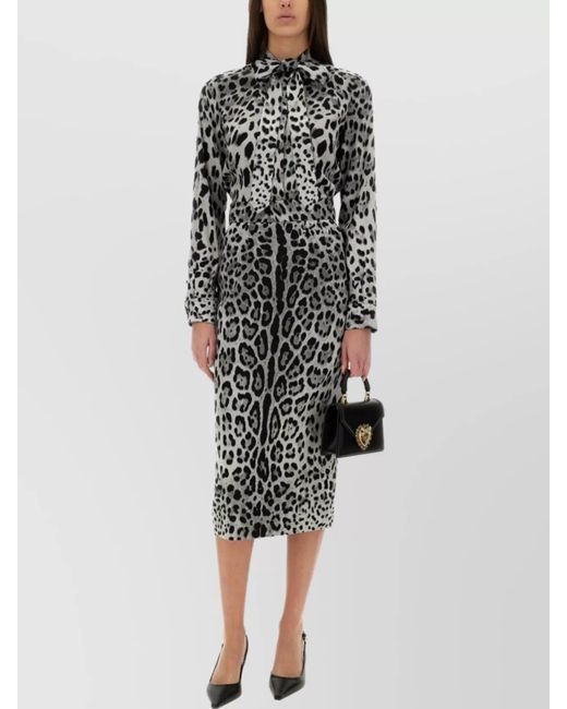 Dolce & Gabbana Multicolor Leopard Print Silk Midi Skirt